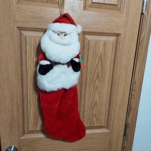 Vintage‎ Santa Red Christmas Hanging Stocking 26" NWT From 2005